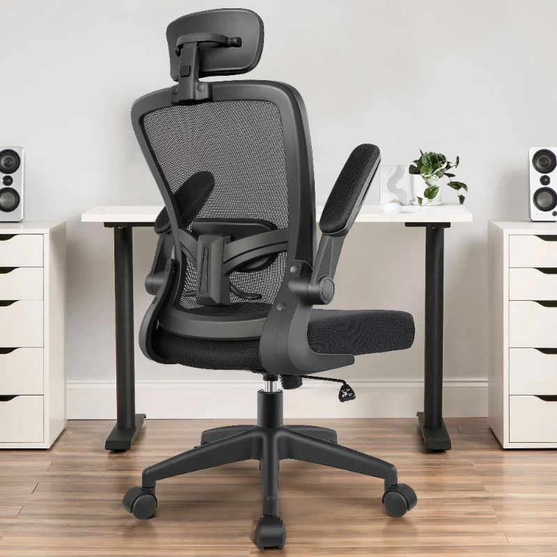 Photo 1 of CoolHut Ergonomic Mesh Office Chair, High Back Executive Office Chair with Adjustable Lumbar Support, Home Office Swivel Desk Chair with Armrest, Adjustable Height, Black