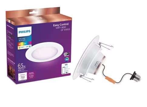 Photo 2 of ( 2 Pack ) Philips Color and Tunable White 5/6 in. LED 65W Equivalent Dimmable Smart Wi-Fi Wiz Connected Recessed Downlight Kit