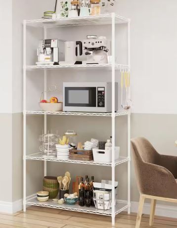 Photo 1 of -Tier Heavy Duty Steel Wire Shelving Unit in White (13 in. W x 36 in. H x 5''1' in. D)