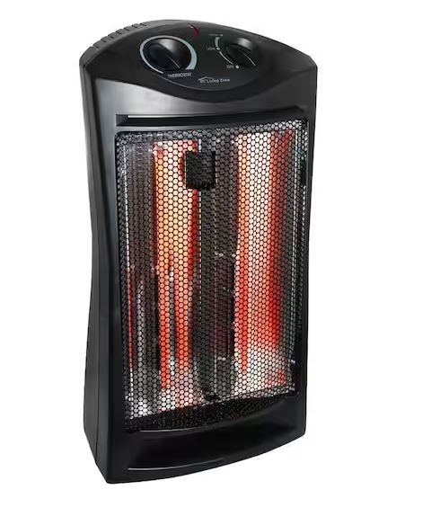 Photo 1 of 1500-Watt Black Electric Tower Quartz Infrared Space Heater with Thermostat


