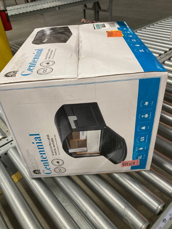 Photo 1 of Architectural Mailboxes Centennial Black, Extra Large, Steel, Post Mount Mailbox with Premium Silver Handle and Flag 950020B-10