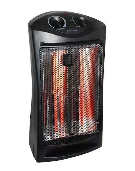 Photo 1 of 1500-Watt Black Electric Tower Quartz Infrared Space Heater with Thermostat