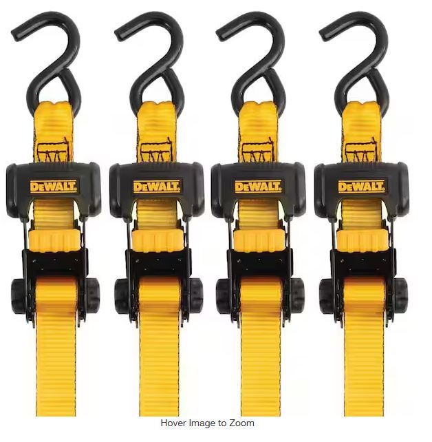 Photo 1 of 1.25 in. x 16 ft. Ratchet Tie-Down Straps 3000 lbs. Break Strength (4-Pack)