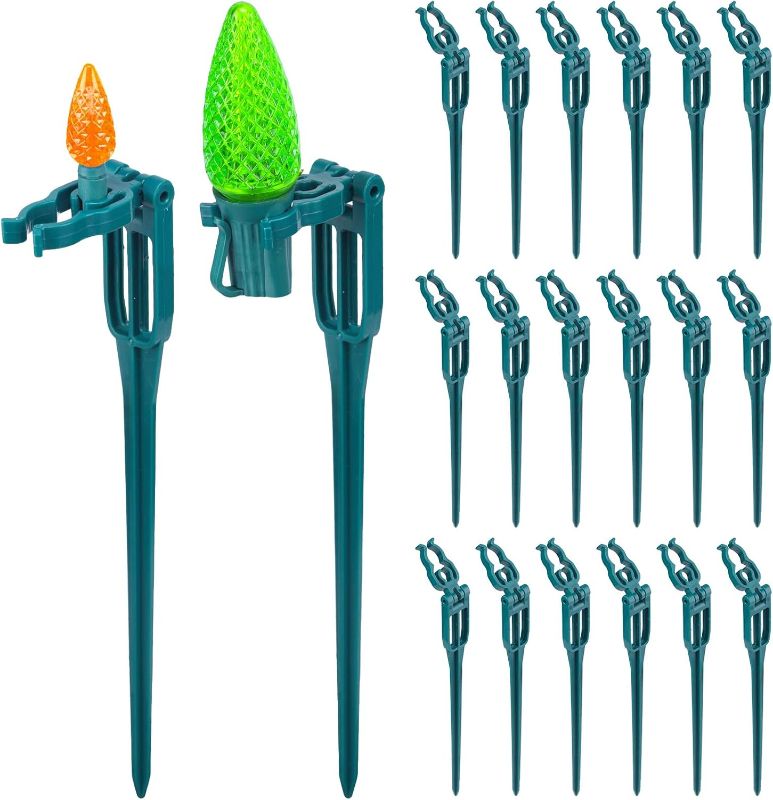 Photo 1 of 100-Pack Plastic Light Stakes, 7.5 Inch Christmas Yard Stakes for C7 C9 Christmas String Lights, Universal Outdoor Light Holders for Outdoor Holiday Lights Use on Garden Lawn Patio Path Walkway