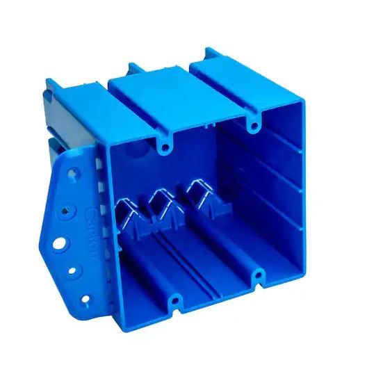 Photo 1 of 2 Gang Old Work Electrical Box,Blue,25 Cu.in.Switch/Outlet Box,4-1/3-Inch Length by 4-1/6-Inch Width by 2-1/3-Inch Depth,PVC Old Work