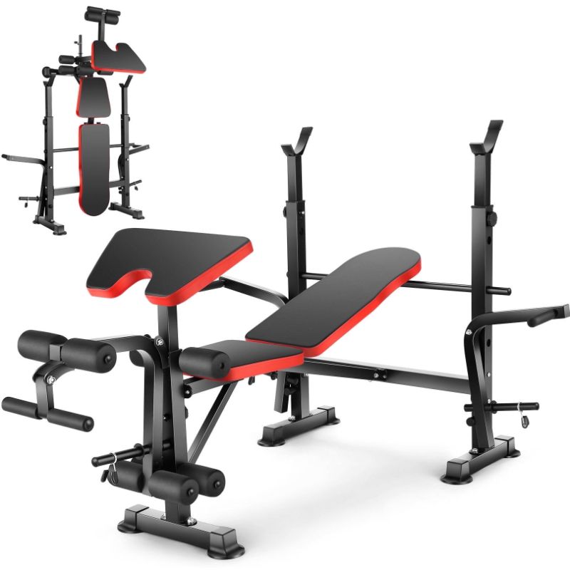 Photo 1 of ***PARTS ONLY*** VIBESPARK Adjustable Weight Bench 600lbs 6-In-1 Foldable Workout Bench Set with Barbell Rack & Leg Developer Preacher Curl Rack, Multi-Function Strength Training Bench Press Exercise Equipment
