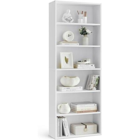 Photo 1 of **see notes**
VASAGLE 6 Tier Bookshelf 23.6 Inches Wide Open Bookcase with Adjustable Storage Shelves Floor Standing Unit Cloud White
