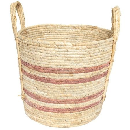 Photo 1 of Better Homes & Gardens Natural Maize Colored Stripe Basket Terracotta Large
