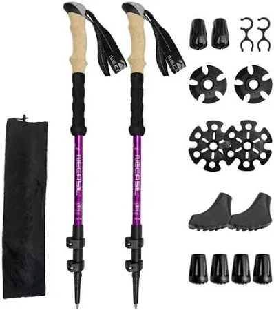 Photo 1 of Aluminum Adustable Trekking Hiking Poles, Homeya Walking Sticks, Lightweight, Telescopic, Pair of 2, Purple
