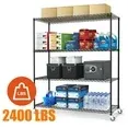 Photo 1 of **see notes**
4-Tier 60"x 24"x72" Wire Shelving with Wheels Heavy Duty Garage Storage Shelves Adjustable for 2400 lbs Capacity Black
