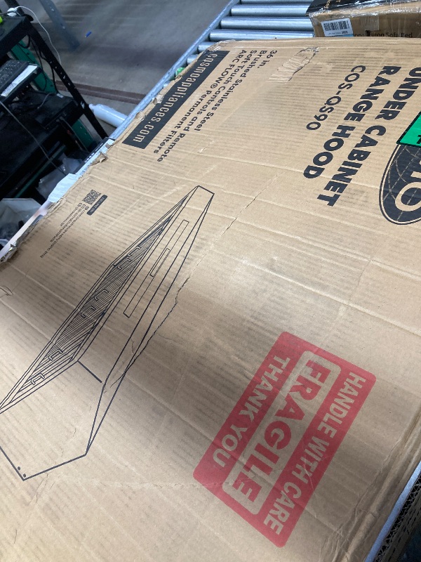 Photo 1 of COSMO COS-QS90 Under Cabinet Range Hood with 500 CFM, Permanent Filters, LED Lights, Convertible from Ducted to Ductless (Kit Not Included), 36 in, Stainless Steel