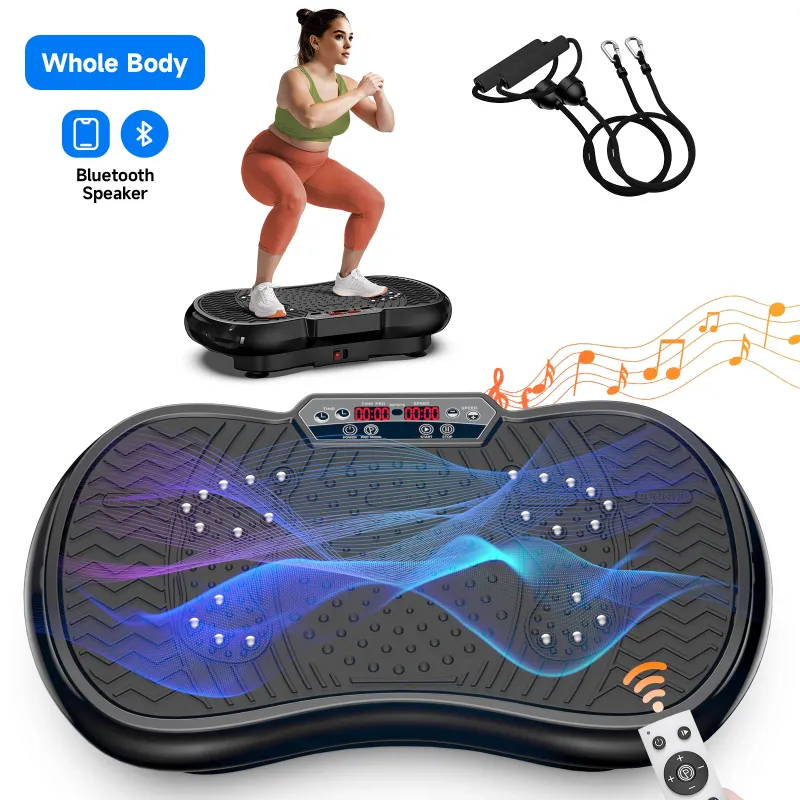 Photo 1 of Pooboo Full Body Vibration Plate Exercise Machine for Lymphatic Drainage Weight Loss, Bluetooth with Message Pedals, Workout Vibration Platform for Home Fitness 400lbs
