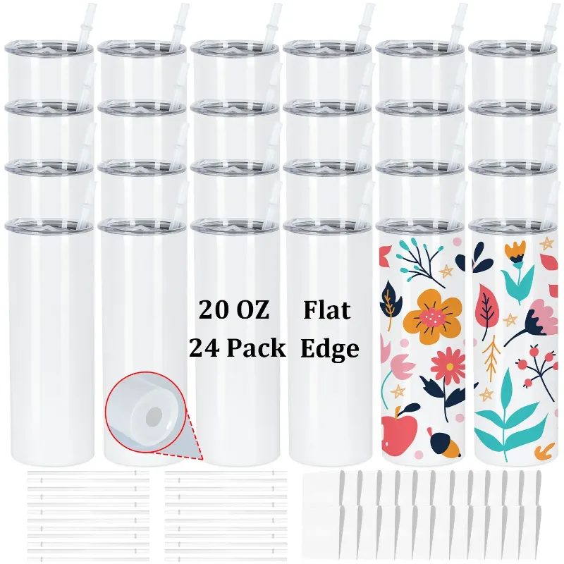 Photo 1 of 20 Oz Sublimation Tumblers Bulk, Sublimation Tumbler Stainless Steel Double Wall Vacuum Insulation Cups, Sublimation Cups with Straw, Individually Box (24 Pack)
