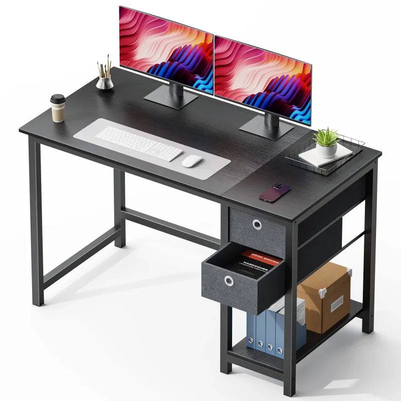 Photo 1 of ***PARTS ONLY***
edx Computer Desk with Drawer 47 Inch PC Table Study Desk with 2-Tier Drawers Storage Shelf Headphone Hook, Modern Simple Style Laptop Desk for Bedroom, Gaming
