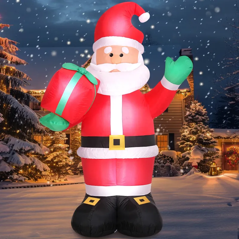 Photo 1 of 8 FT Christmas Inflatable Santa Claus Outdoor Decorations, Built-in LED Light, Xmas Outside Decor for Yard Garden Lawn
