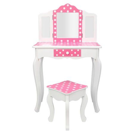 Photo 1 of **PARTS ONLY***
Zimtown Kids Vanity Dressing Table and Stool Set with Three-Fold Mirror Pretend Beauty Play Set with Real Mirror Pink
