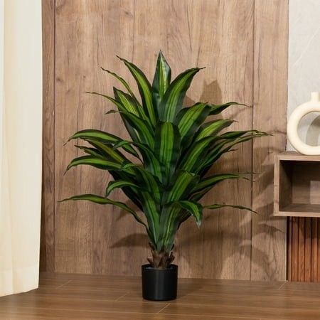 Photo 1 of Artificial Plants 40in Fake Dracaena Plants 3ft Fake Plastic Tree Pre Potted Faux Greenry Tree for Home Decor Office Living Room Indoor Big Fake P
