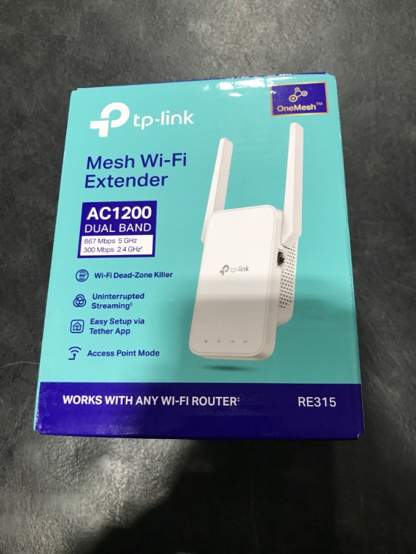 Photo 2 of TP-Link AC1200 WiFi Extender, 2024 Wirecutter Best WiFi Extender, 1.2Gbps home signal booster, Dual Band 5GHz/2.4GHz, Covers Up to 1500 Sq.ft and 30 Devices ,support Onemesh, One Ethernet Port (RE315)