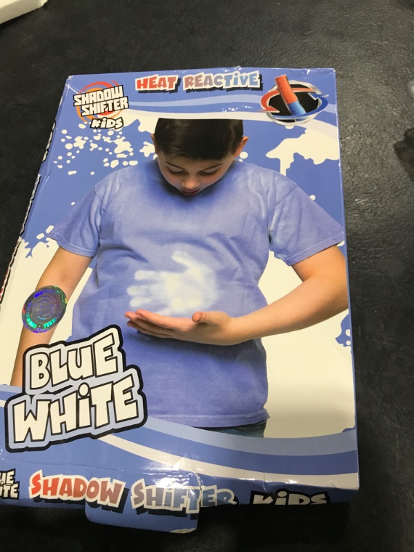 Photo 2 of Shadow Shifter Color Changing Kids Short Sleeve Blue to White T-Shirts for Children - Heat Reactive Like 90s Hypercolor (Blue to White Tshirt, YS)