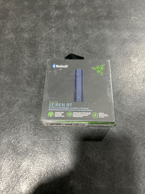 Photo 2 of Razer Seiren BT: Bluetooth Microphone for Mobile Streaming (Android, iPhone/iOS) - Clip-On Design - Wireless Lavalier Lapel Omnidirectional Mic - 2 Wind Socks - 3.5MM Port - Great for Vlogging, Black