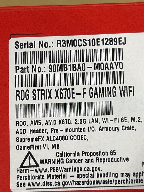 Photo 1 of  ASUS ROG STRIX X670E-F Gaming Motherboard Kit