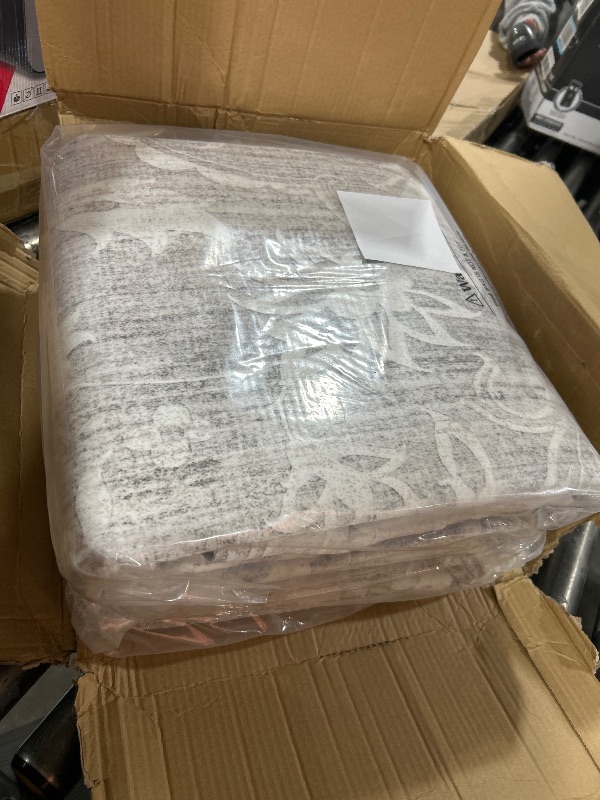 Photo 1 of Soalmost 8x10 Area Rugs for Living Room, Stain Resistant Washable Rugs for Dining Room, Kitchen, Floral Vintage Non-Slip Thin Gray Large Area Rug(Grey, 8'x10')