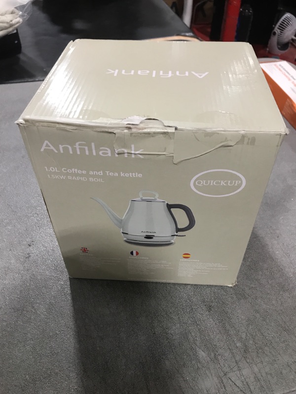 Photo 2 of Anfilank Electric Gooseneck Kettle, 1L 1500W Fast Boil, 100% Stainless Steel BPA Free Pour-Over Coffee & Tea Kettle, Water Boiler with Auto Shut & Boil-Dry Protection, Green