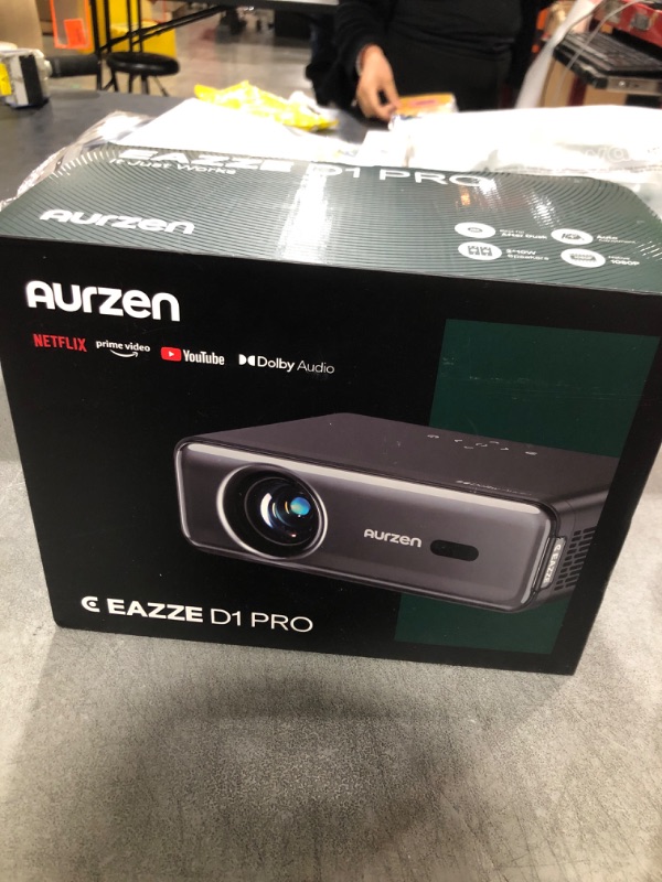 Photo 2 of Aurzen EAZZE D1 Pro Smart Projector with WiFi and Bluetooth, Netflix Official, 20W Speakers, Dolby Audio & dbx-tv Total Sonics, Auto Focus & Keystone, Native 1080P Portable Outdoor Movie Projector