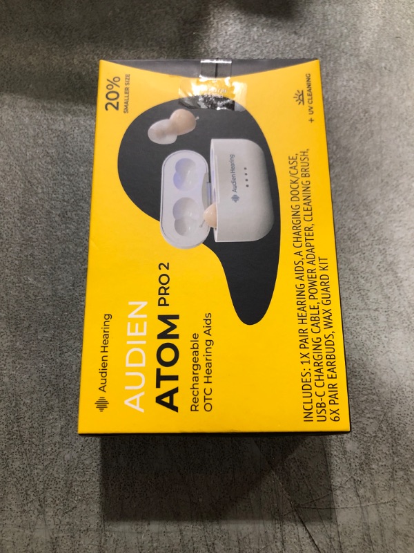 Photo 2 of Audien ATOM PRO 2 Wireless Rechargeable OTC Hearing Aid, Premium Comfort Design and Nearly Invisible