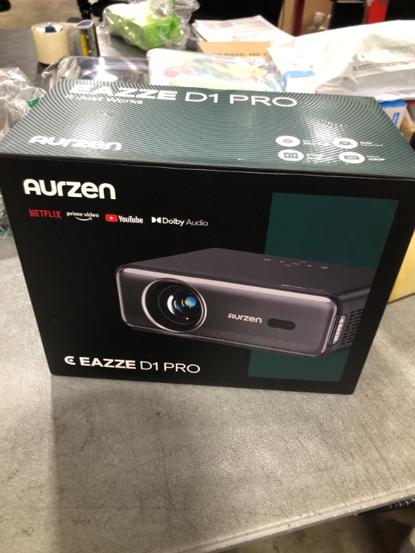 Photo 2 of Aurzen EAZZE D1 Pro Smart Projector with WiFi and Bluetooth, Netflix Official, 20W Speakers, Dolby Audio & dbx-tv Total Sonics, Auto Focus & Keystone, Native 1080P Portable Outdoor Movie Projector