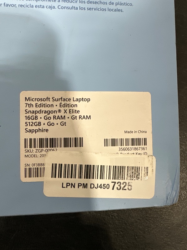 Photo 5 of Microsoft Surface Laptop (2024), Windows 11 Copilot+ PC, 13.8" Touchscreen Display, Snapdragon X Elite (12 core), 16GB RAM, 512GB SSD Storage, Sapphire