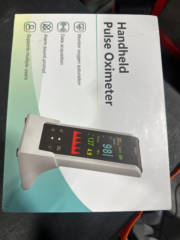 Photo 1 of Pulse Oximeter - Handheld Pulse Oximeter Rechargeable Overnight Pulse Ox Continuous oxygen meter finger pulse oximeter Fingertip with Pulse o2 sat monitor finger for oxygen SpO2