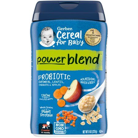 Photo 1 of EXP. 02/28/2025 Gerber Cereal for Baby 3rd Foods Non GMO Probiotic Oatmeal Baby Cereal Lentil Carrot Apple 8 Oz Canister (6 Pack)
