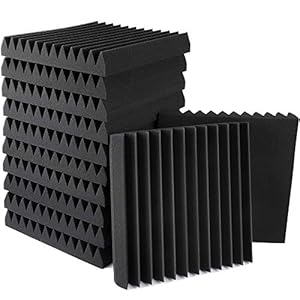 Photo 1 of 12 Pack Acoustic Panels Sound Proof Foam Panels 12 x 12 x 2 Inches Black Fireproof Soundproof Acoustic Panels for Walls Absorbing Noise Cancelling Panels for Recording Studios, Home, Offices Walls Cei