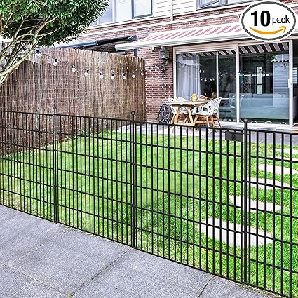 Photo 1 of 10 Panels No Dig Garden Fence with Gate, 32 in(H) X24.2 ft(L) Metal Fence Panels, Thickened Rustproof Garden Fencing, Animal Barrier Fence for Dogs, Rabbits, and Patio
