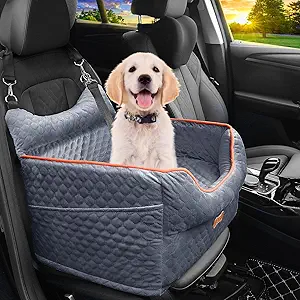 Photo 1 of Dog Car Seat - Memory Foam Dog Booster Seat for Small Dogs Up to 25lbs-Elevated Pet Car Seat with Storage Pockets and Dog Seat Belt-Soft Pet Travel Bed for Front & Back Seats-Removable Washable-black
