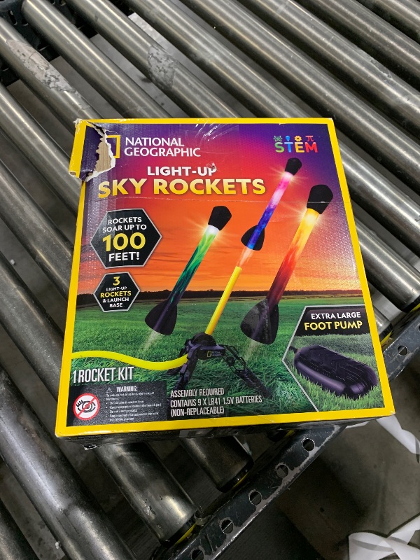 Photo 1 of NATIONAL GEOGRAPHIC Air Rocket Toy – Ultimate LED Rocket Launcher for Kids, Jump and Launch The Light Up, Air Powered, Foam Tipped Rockets up to 100 Feet