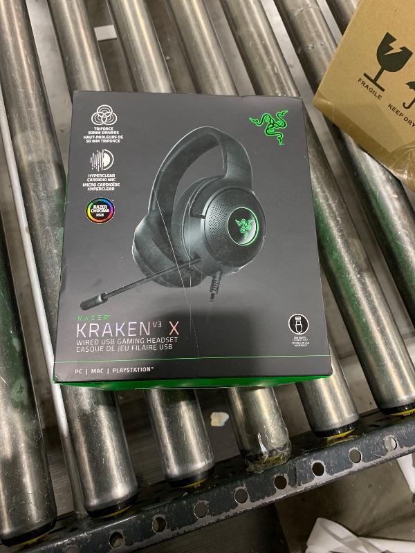 Photo 2 of Razer Kraken V3 X Wired USB Gaming Headset: Lightweight Build - Triforce 40mm Drivers - HyperClear Cardioid Mic - 7.1 Surround Sound - Chroma RGB Lighting - Black