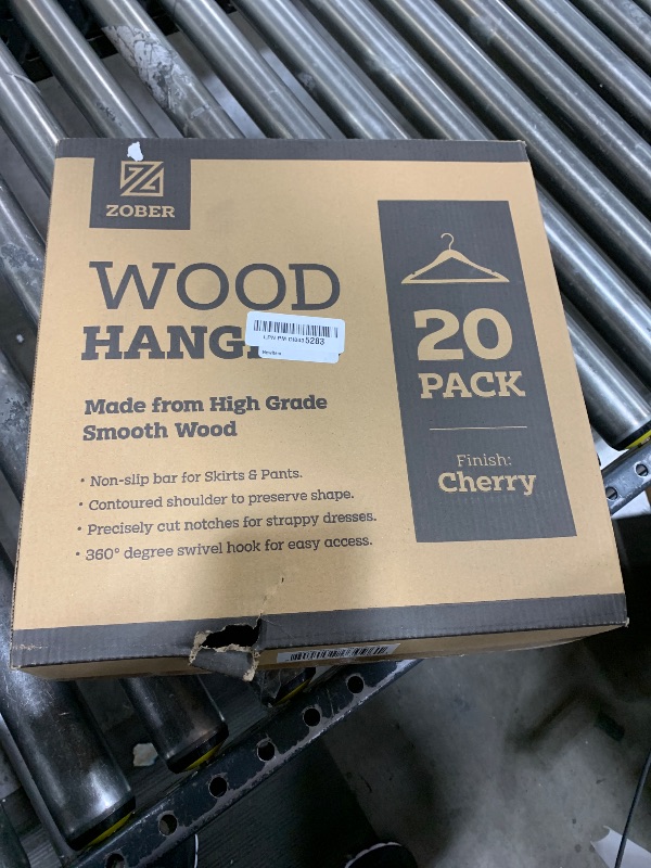 Photo 2 of ZOBER Wooden Hangers - 20 Pack, Heavy Duty, Non Slip Wood Hangers for Coats,Suits, Jackets, & Pants - Clothes Hangers for Closet W/Bar and Notches