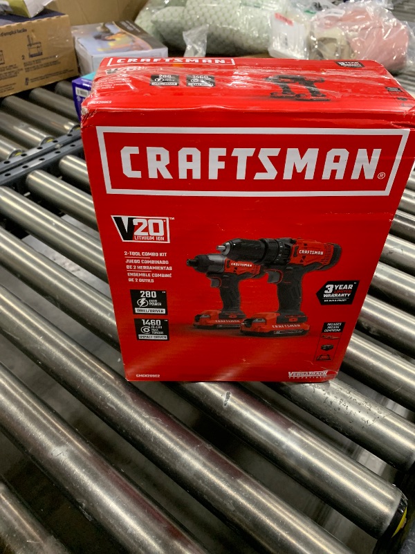 Photo 2 of CRAFTSMAN V20 MAX Cordless Drill and Impact Driver, Power Tool Combo Kit with 2 Batteries and Charger (CMCK200C2AM)