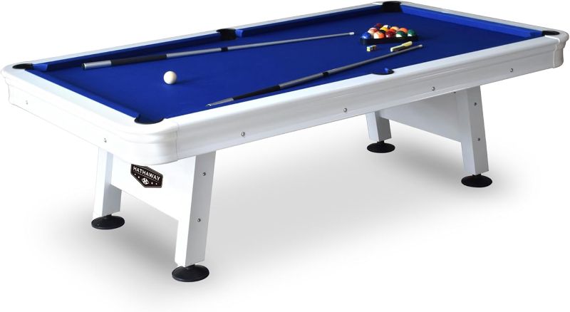 Photo 1 of  Hathaway Alpine 8-ft Outdoor Pool Table with Aluminum Frame and Waterproof, UV-Resistant Felt - Includes Accessories, White 