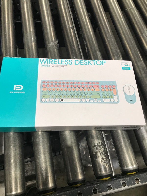 Photo 1 of FD Wireless Keyboards and Mouse Combo - 2.4GHz USB Cordless, Cute Wireless Keyboard Round Keys, Quiet and Slim Set for Laptop, Computer, TV and Mac - Blue Pale Green Colorful