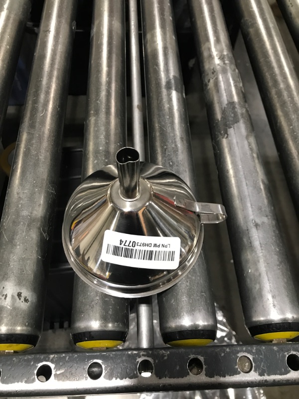 Photo 1 of Lakatay 5-Inch Food Grade Stainless Steel Kitchen Funnel with Strainer Filter for Transferring of Liquid Dry Ingredients and Metal Cooking Funnel—Silver