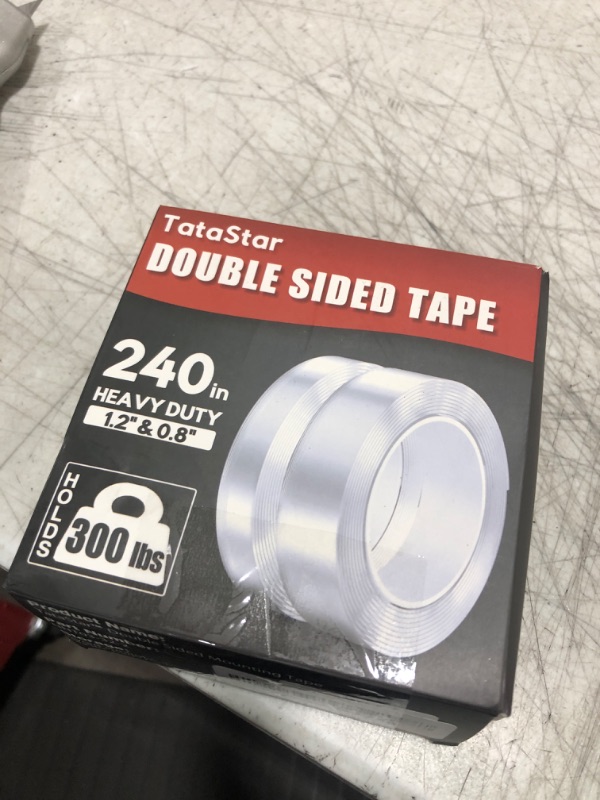 Photo 2 of 2 Rolls Double Sided Tape Heavy Duty - 240" x 1.2" & 0.8" - Removable Nano Tape for Poster Carpet Picture Hanging Strip Rug Wall Outdoor - Clear & Strong Adhesive Multipurpose Mounting Tape - 20 Feet