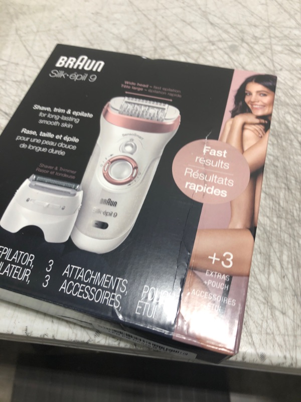 Photo 2 of Braun Epilator Silk-épil 9 9-720, Hair Removal Device, Epilator for Women, Wet/Dry, Waterproof, 3-in-1 Epilate, Shave, or Trim, Salon-Like Smooth Skin, Womens Shaver & Trimmer, Cordless, Rechargeable