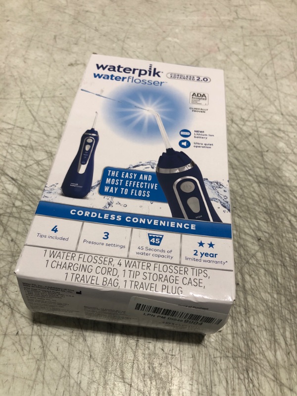 Photo 2 of Waterpik Cordless Advanced 2.0 Water Flosser For Teeth, Gums, Braces, Dental Care With Travel Bag and 4 Tips, ADA Accepted, Rechargeable, Portable, and Waterproof, Blue WP-583, Packaging May Vary