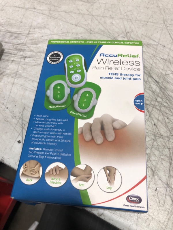 Photo 2 of AccuRelief Wireless TENS Unit with Remote Control, TENS Pain Relief Device and Muscle Stimulator, for Back Pain, Neck Pain, Arm and Leg Pain