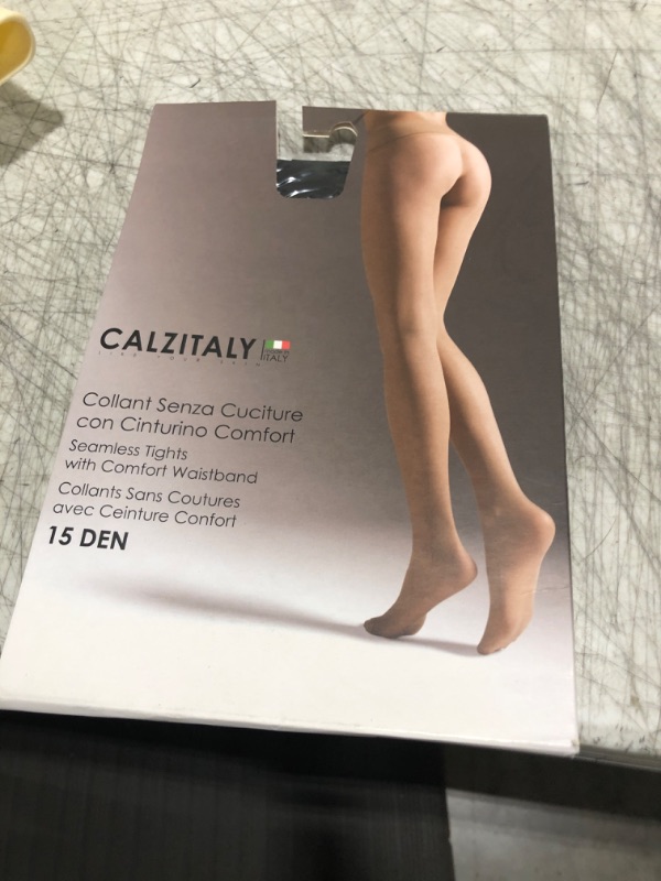 Photo 2 of CALZITALY Seamless Sheer Tights with Comfortable Waistband, 15 Dernier Pantyhose (Small, Black)