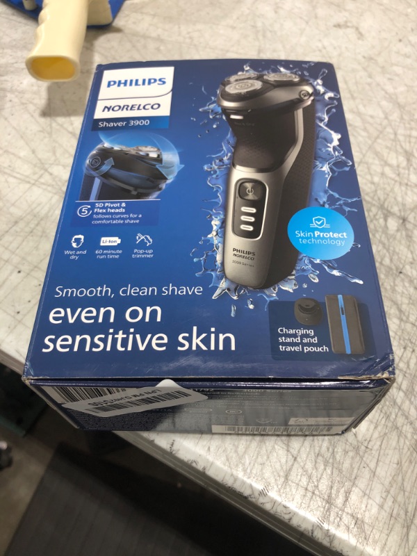 Photo 2 of Philips Norelco Shaver 3900, Rechargeable Wet & Dry Electric Shaver with Pop-up Trimmer, Charging Stand, Travel Storage Pouch, Protective Cap, Space Gray, S3341/92