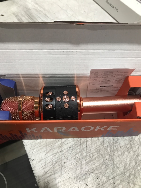 Photo 1 of BONAOK Bluetooth Wireless Karaoke Microphone with LED Lights,4-in-1 Portable Handheld Mic with Speaker Karaoke Player for Singing Home Party Toys Birthday Gift for Kids Adults Girls Q78(Rose Gold)